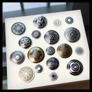 Custom Shaped dome stickers with metallic finish