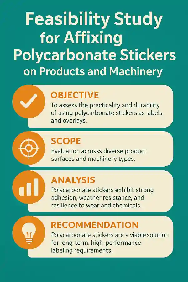 Info Graphics showing Feasibility Study on Polycarbonate Stickers