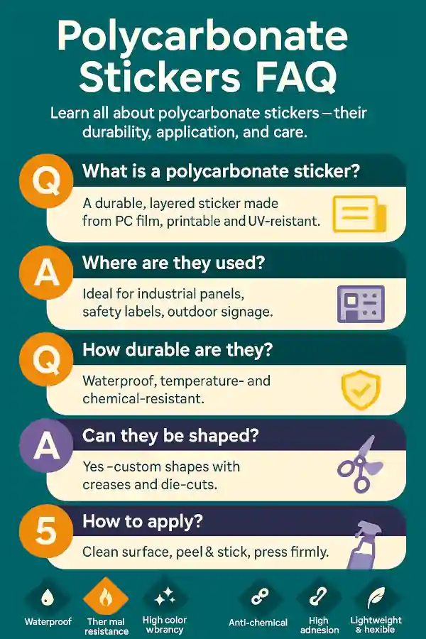 Infographics on polycarbonate stickers