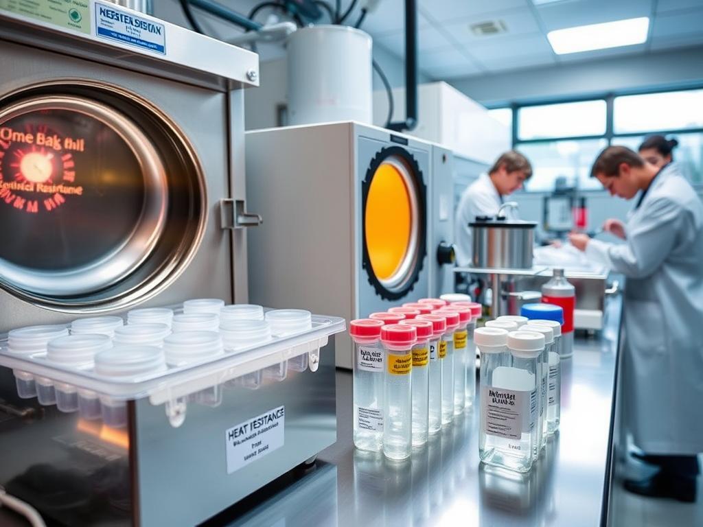 Heat resistance labels on laboratory equipment and containers Heat resistance labels on laboratory equipment and containers