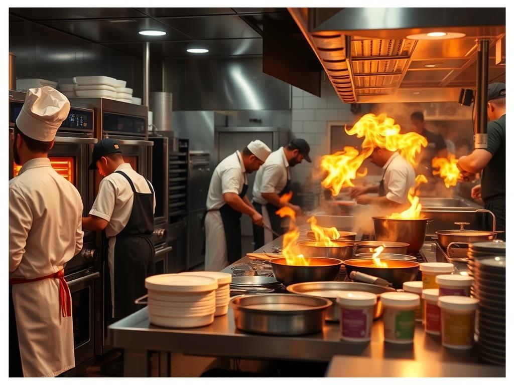 Heat resistance labels used in commercial kitchen setting Heat resistance labels used in commercial kitchen setting